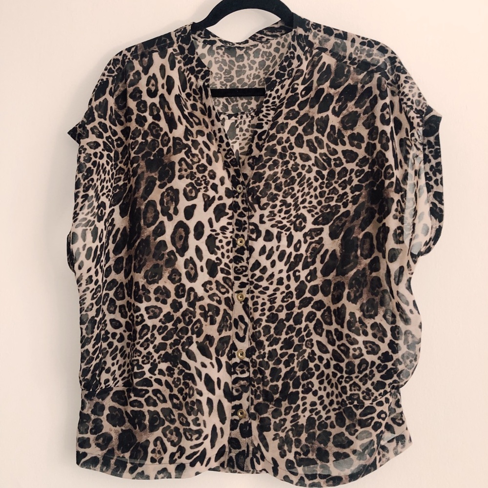 Forever 21 Sheer Leopard Print Blouse